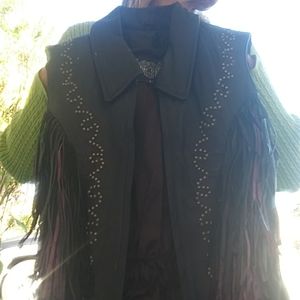 Women's XS Pakistan Leather motorcycle fringed vest